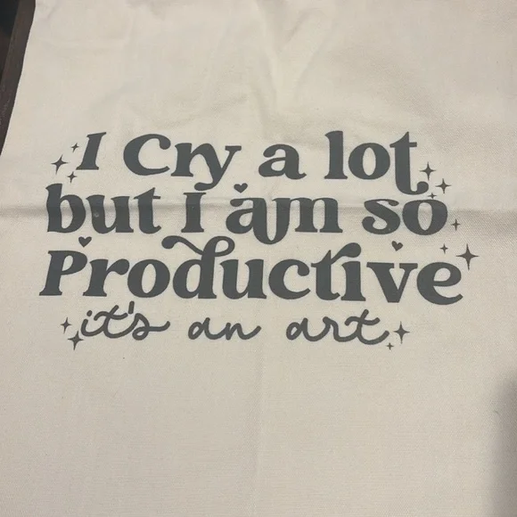 Taylor Swift “I Cry A Lot But I Am So Productive” Canvas Tote Bag - Picture 3 of 4
